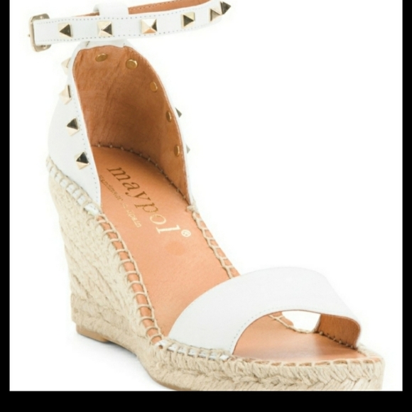 ANTHROPOLOGIE STUD OPEN TOE WEDGE SANDALS HEELS - Picture 1 of 7